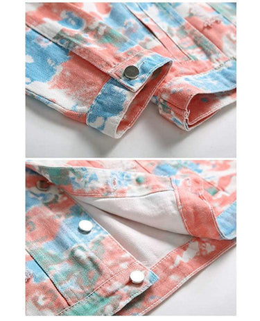 Distressed Floral Tie Dye Denim Jackets - Constantly Create Shop